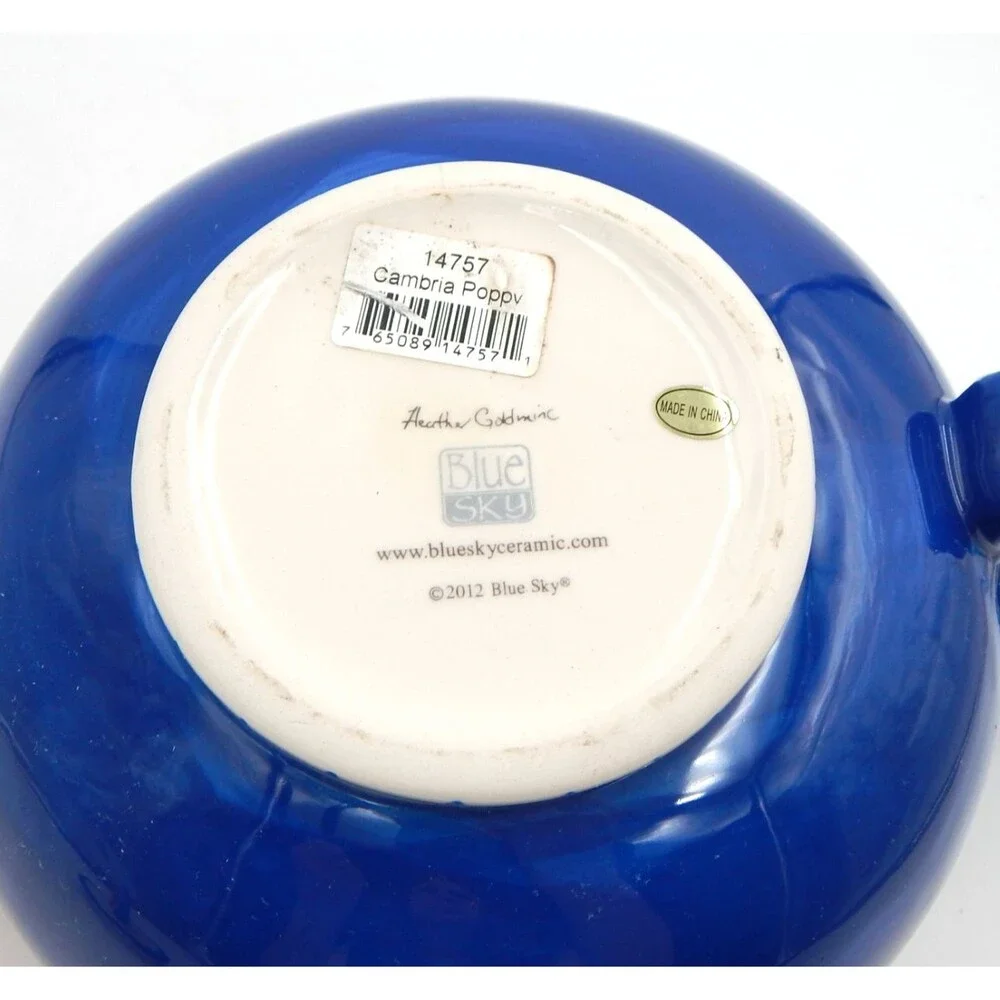 Blue Sky Ceramics Cambria Poppy Teapot Heather Goldminc 2012 Red White Blue